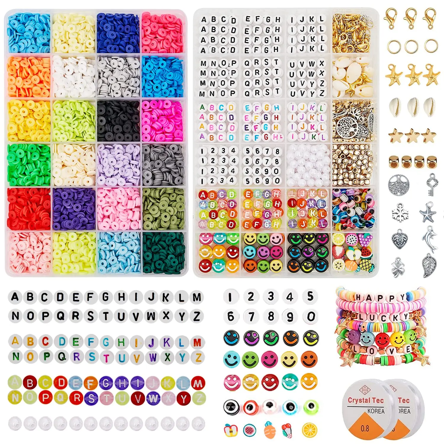 7200 Pcs Clay Heishi Beads Flat Round Clay Spacer Beads for DIY Jewelry Making Bracelets Necklace Earring Kit