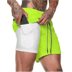 American Leisure Double-Layer Waterproof Active Stretch Floral Pattern Sports Shorts for Running and Basketball Gym Fitness Sets