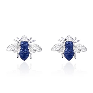 Bee Style Rhinestone Zircon Stud Earrings Creative Bee Women Small Earrings Charm Jewelry Christmas Gift for Ladies
