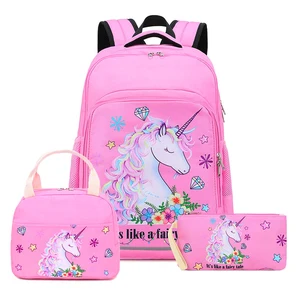 Factory Custom 3in1 Oxford School Bag Backpack for Kids With Insulated Lunch Tote and Pencil Pouch School Bag Set