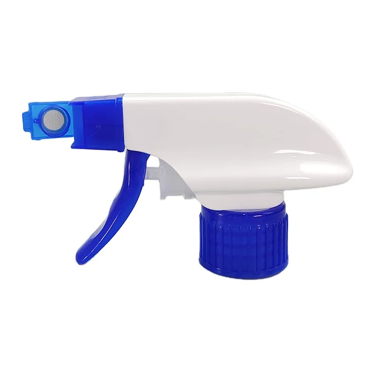 28/410 All Plastic Trigger Sprayer in White&Transparent Blue Color with Mesh Foam Nozzle Chemical Resistant Foam Trigger Sprayer