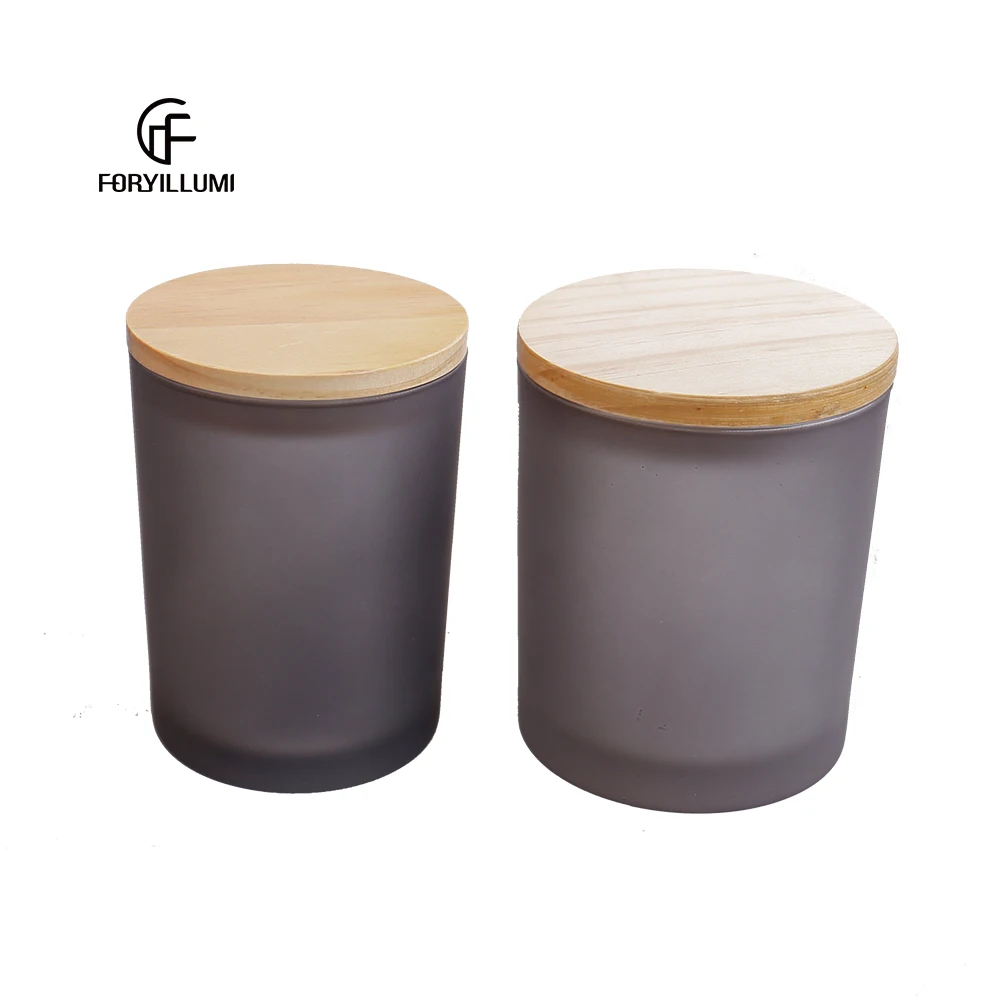 Wholesale Eco Friendly Grey Frosted Candle Vessels 8 Oz 12 Oz Empty