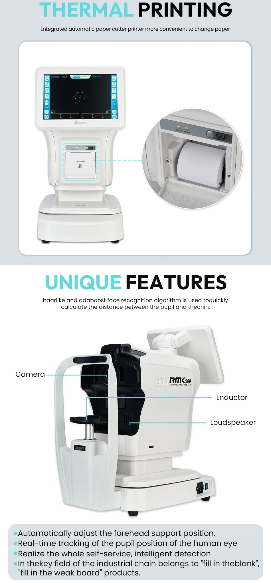 Vision Screening Equipment Autorefractometer RMK-900 Full Automatic Function High Accuracy Keratometer