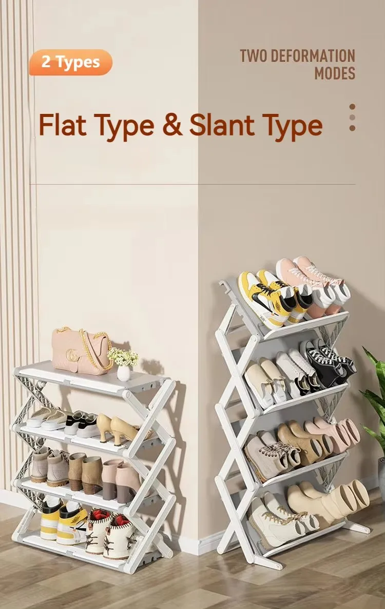 High Quality Slant Type Plastic Foldable Shoe Rack Household Storage Organizer Stand Convenient Shoes Holder factory
