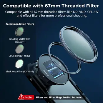 SmallRig 1.33X Anamorphic Lens for Mobile Phone 2.4:1 Wide Screen Deformation Filmmaking Lens with T-Mount, Phone Cinematic detail image