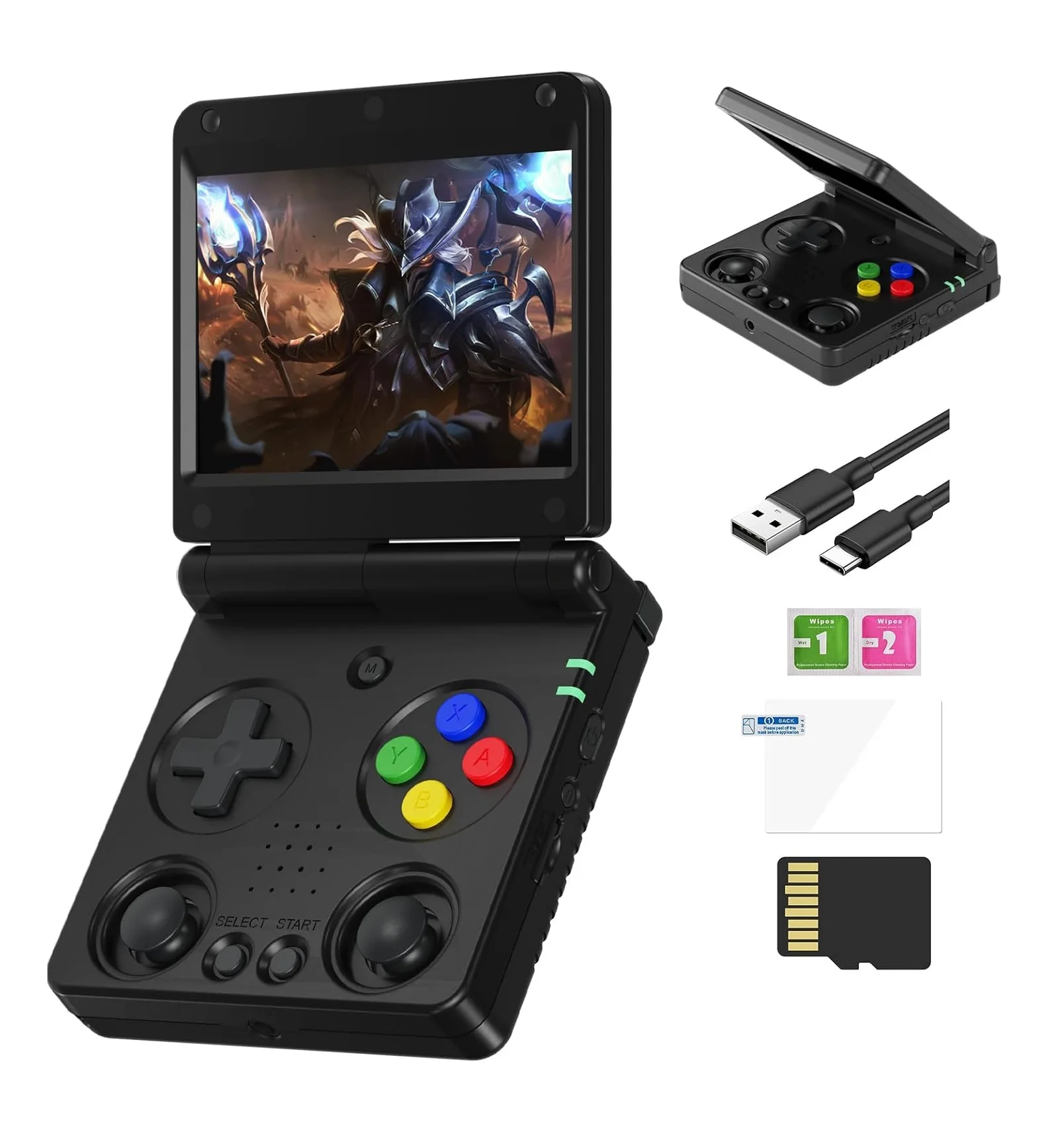新型折りたたみ式クラムシェル型RG34XXSPレトロ携帯ゲーム機 3.4インチ