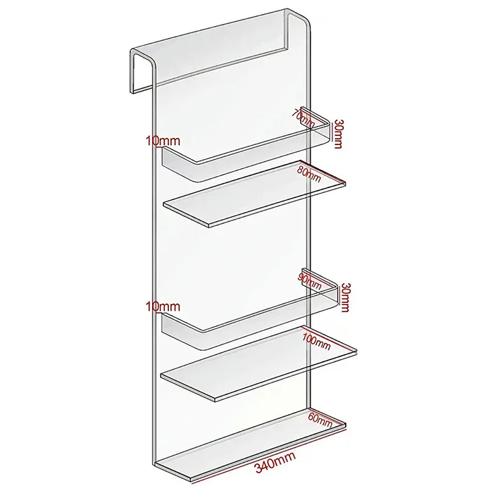 Custom Wall Mounted Clear Acrylic Shower Caddy Perspex Bathroom Storage