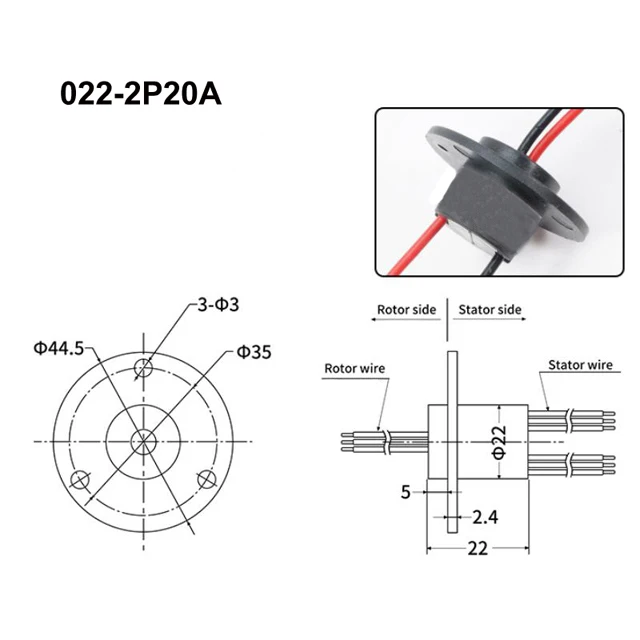 10a/15a/20a/30a High Current Capsule Slipring 360 Degree Rotating