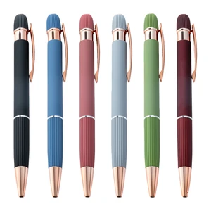 New Rose Gold Matte Rubber Paint Aluminum Metal Body Pen Printable Custom Logo for Hotel and Promotional Advertising Gift