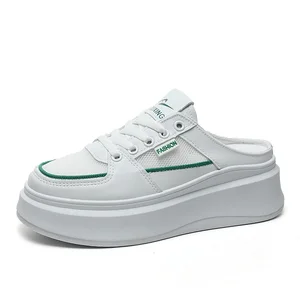 SH702-1 New Colored Women's Half Slippers 2023 Summer Thick Sole Elevated Board Shoes Breathable Mesh Face Student Sandals