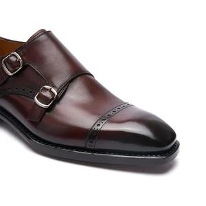 High Quality Custom Goodyear Welted Monk Strap Shoes Men Formal Business Dress Shoes Comfortable Durable