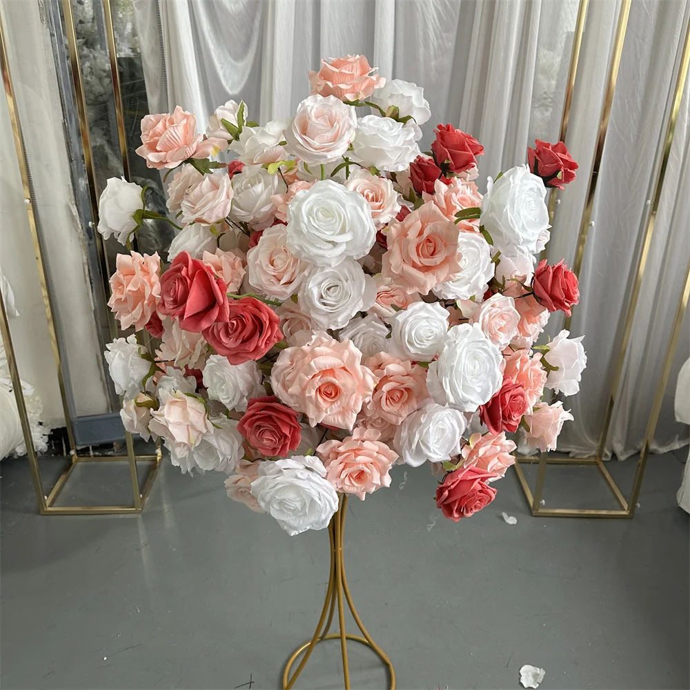 IFG New Designed Fuchsia Pink Coral Silk Flower Ball 3D Centerpiece Flowers  for Wedding Valentine's Day Graduation Easter, image size:1000x1000