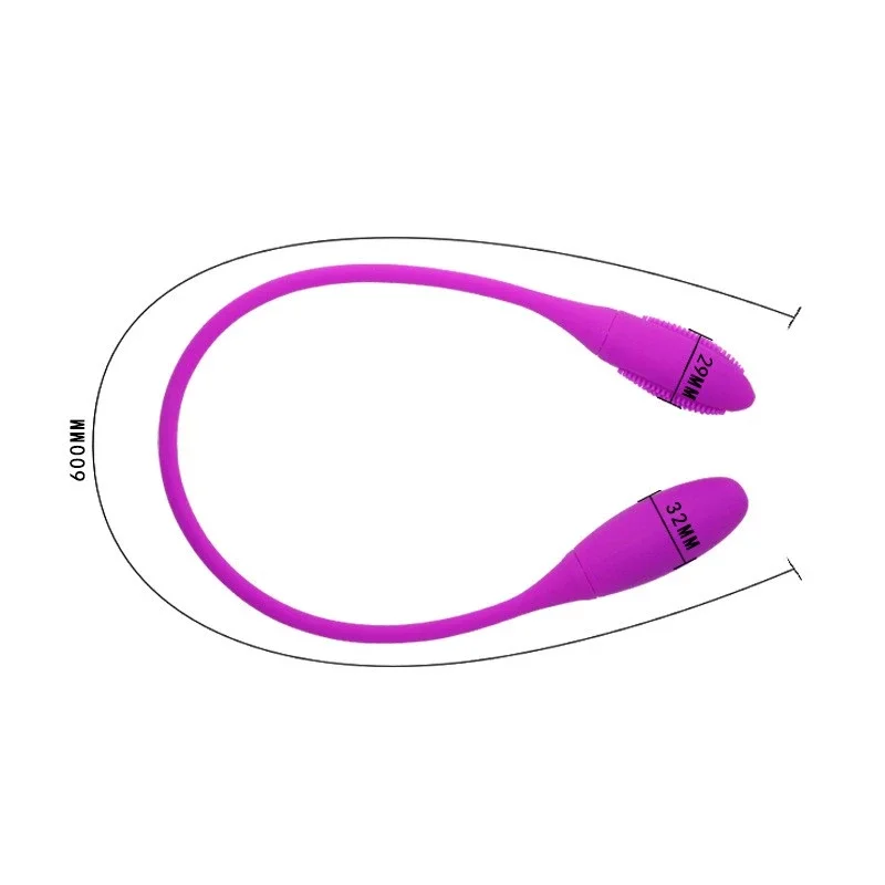 Dual-Head Silicone Vibrator with Double Dildo for Lesbian Anal Convenient Eggs Vibrator