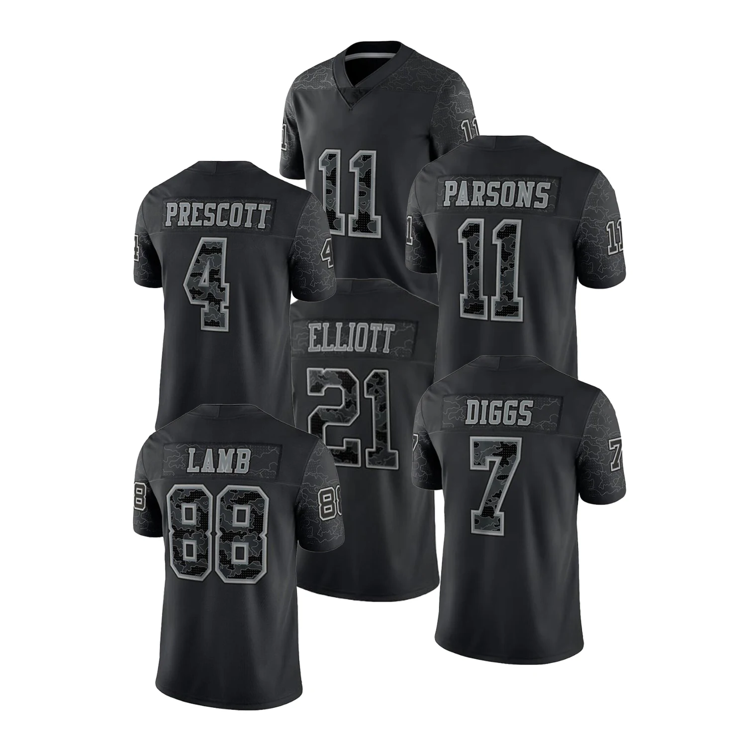 Custom Football Dallas Cowboys Stitched Black RFLCTV Limited