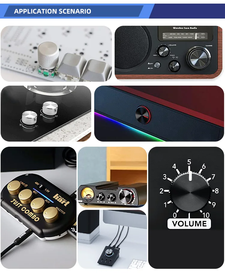 Aluminum Volume Control Knob Rubber Potentiometer Knob Antique Square Rose Gold Brass Classic