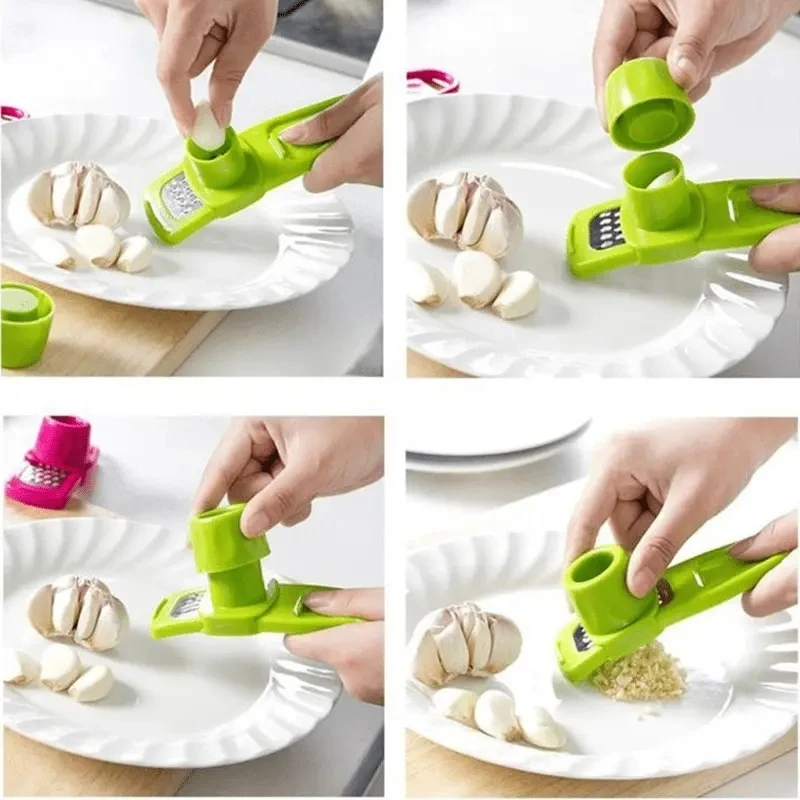Hot Selling JIEJUN Plastic Garlic Press Cutter Kitchen Utensil Easy Control Easy Clean Manual Garlic Masher Home Restaurant Use