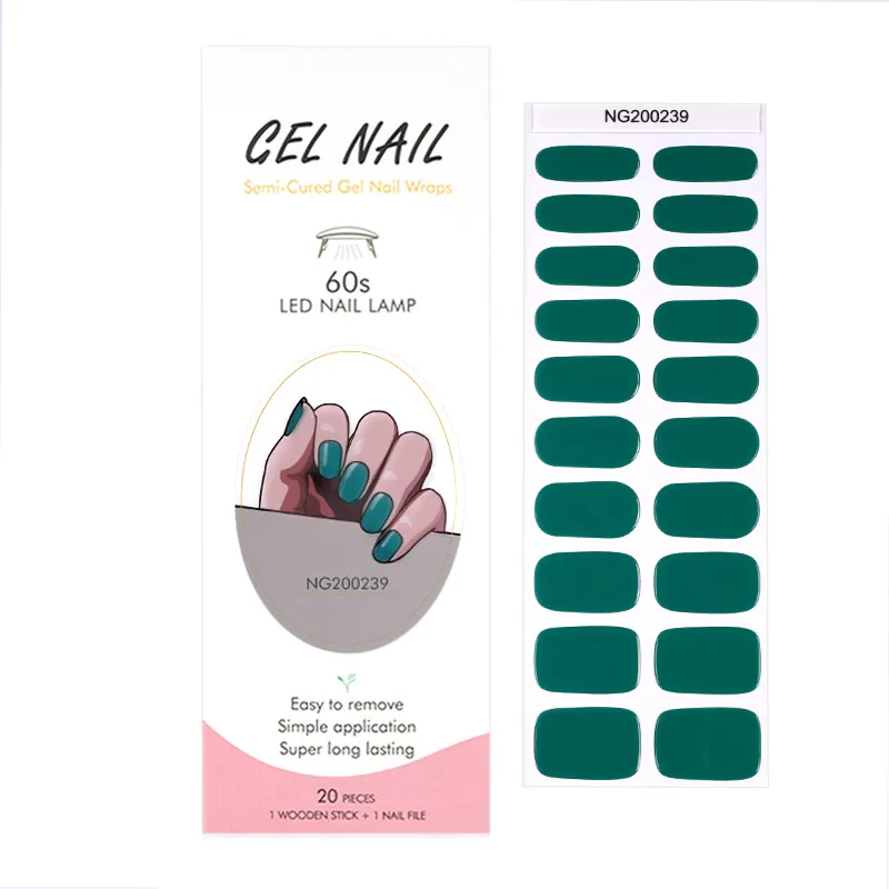 Amdmg 2023 New Style Custom Logo 20pcs Semi Cured Gel Nail Sticker Uv