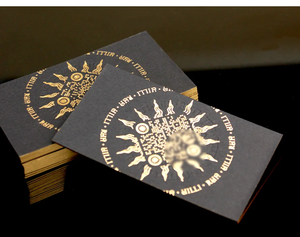 Custom Embossed LOGO Business Card Printed With QR Code Gold Foiled ...