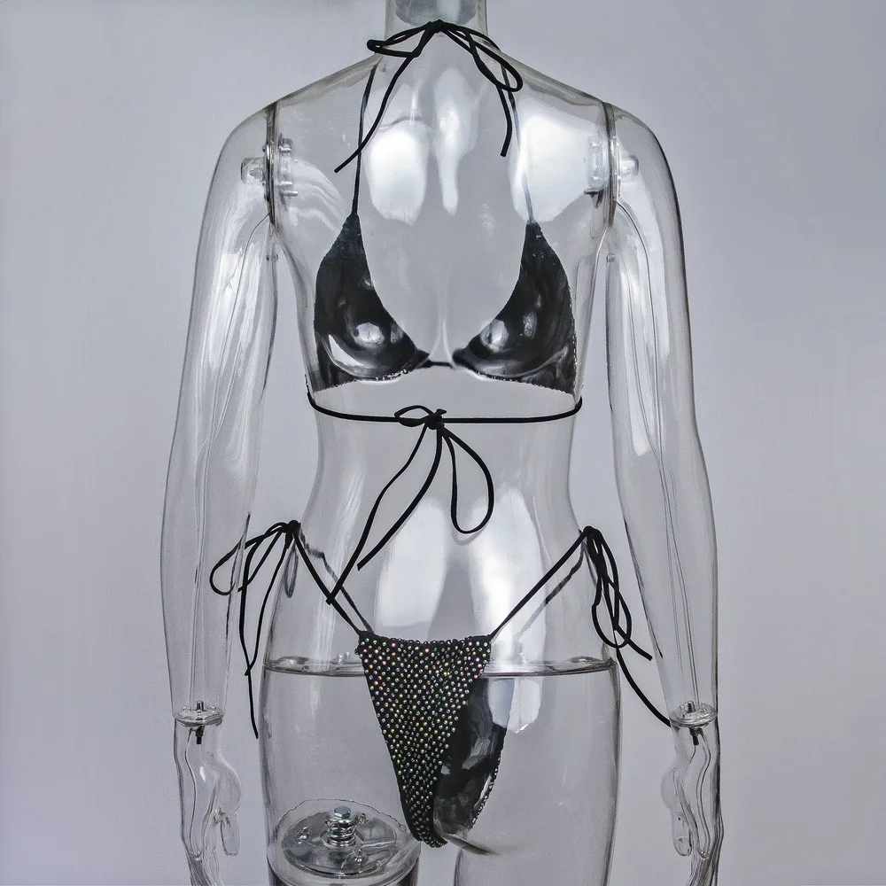 Sexy Rhinestone Push Up Bikini Micro