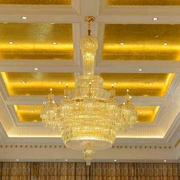Modern Luxury Style Indoor Decoration Chandelier Hotel Lobby Ballroom Crystal LED Ceiling Chandelier Light