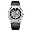 black leather strap with silver case