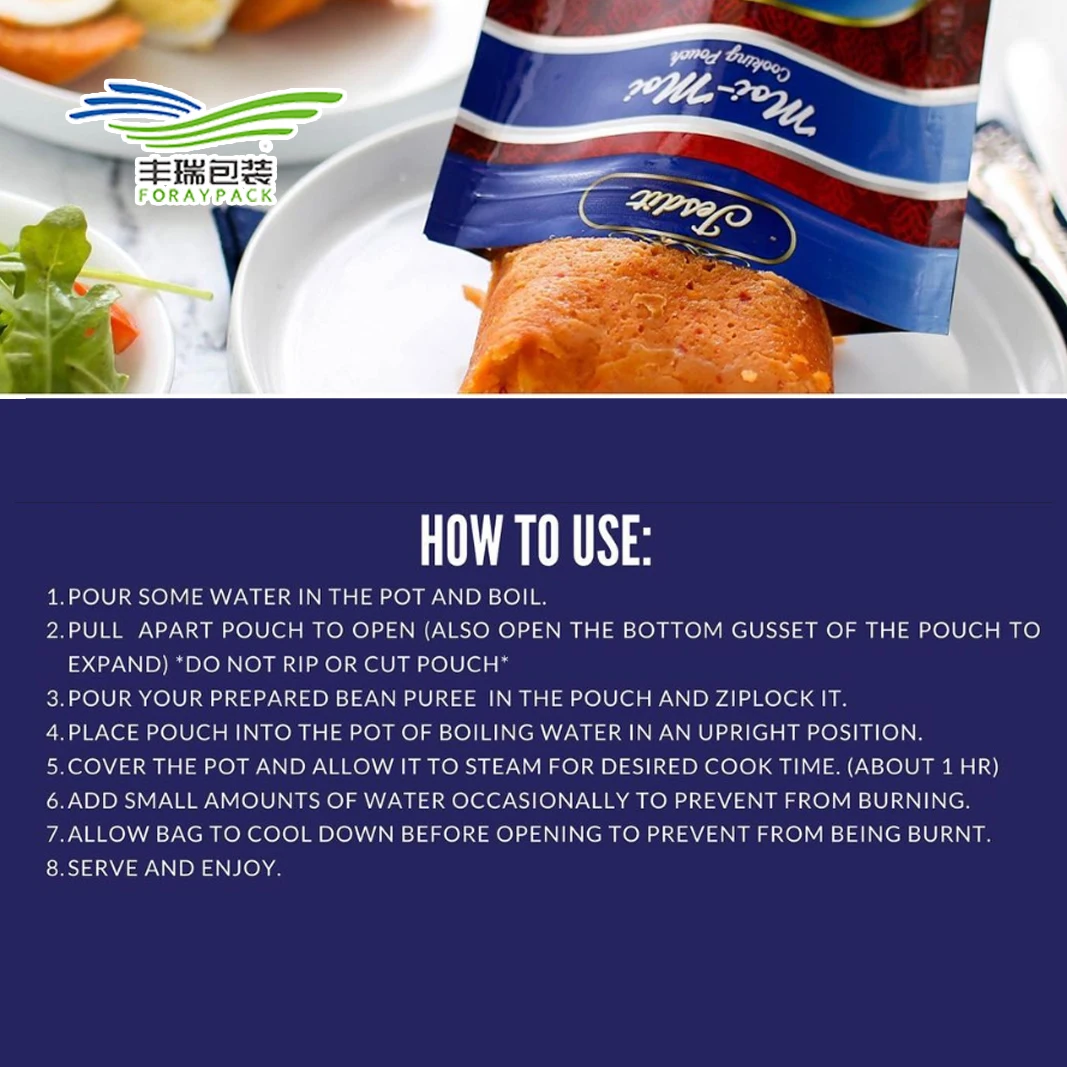 Foray Factory High Temperature 121 Degree Digital Printed Food Grade 259g Moi Moi Stand Up Foil