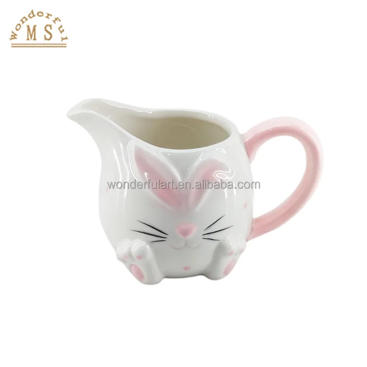 Customized Kitchen Ceramic stoneware saucers porcelain Tableware  Rabbit water cup coffee milk mug for Easter Holiday Decoration