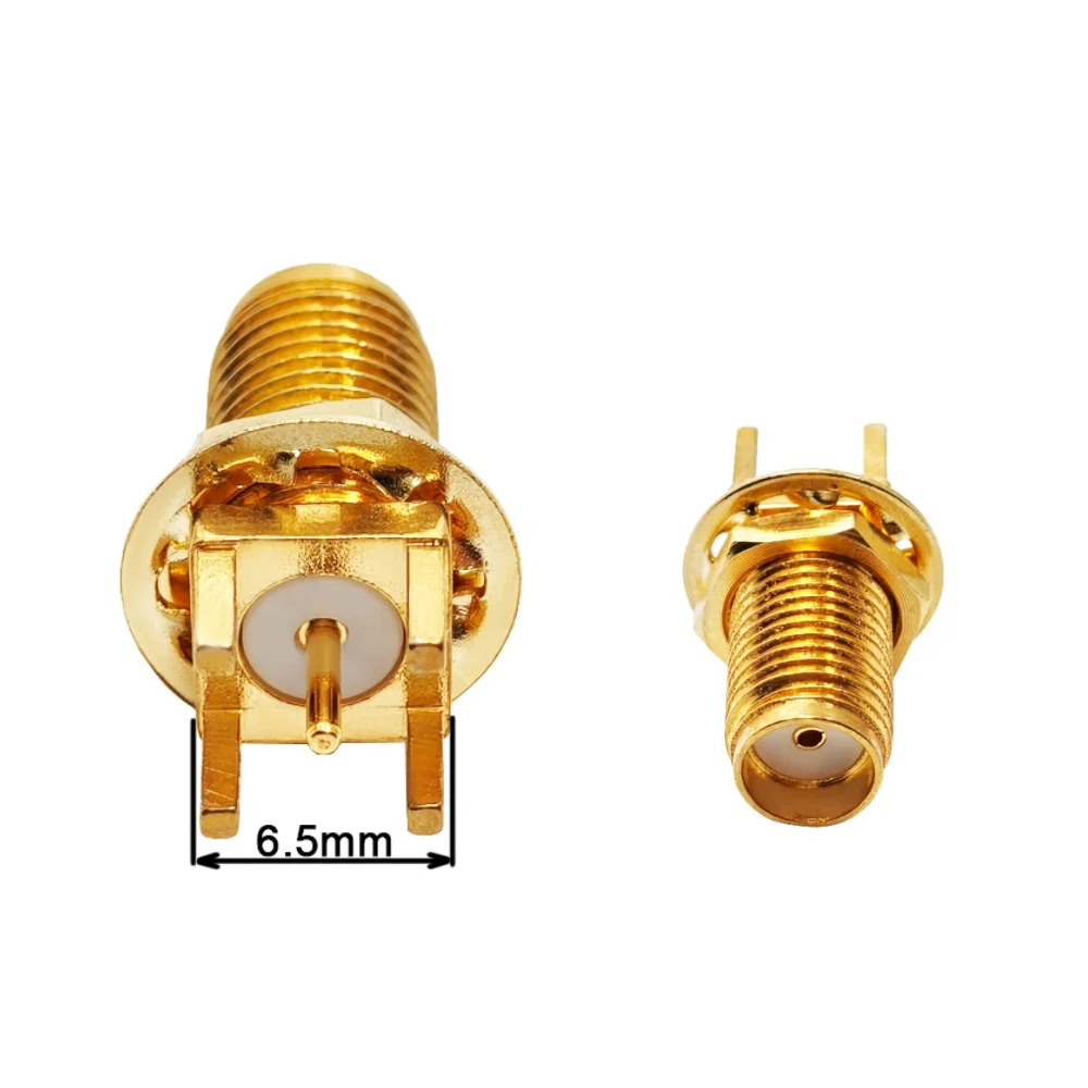Cooper Gold Plating  Straight Solder RF Coaxial Adapter SMA Female PCB Panel Edge Mount for Data Communications
