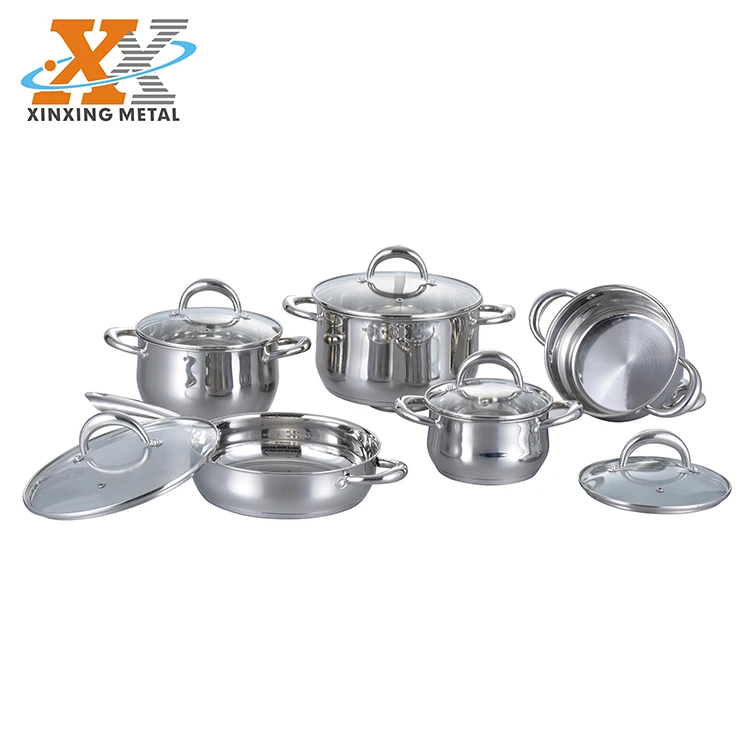 New Design 10Pcs Home Cooking Cookware Pots Stainless Steel Cookware Set With Glass Lid manufacture