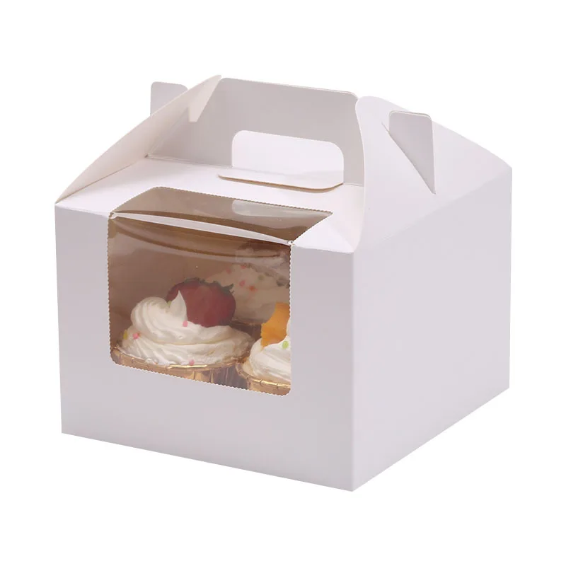 Tiramisu Square Cake Box With Handle Customized Logo Boutique 10 Inches