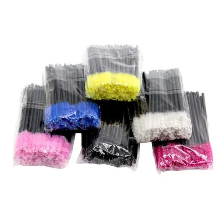 Sialia 50pcs/Bag Colorful Disposable Eyelash Mascara Wand Spoolie for Eyelash Eyebrow Extension Masc