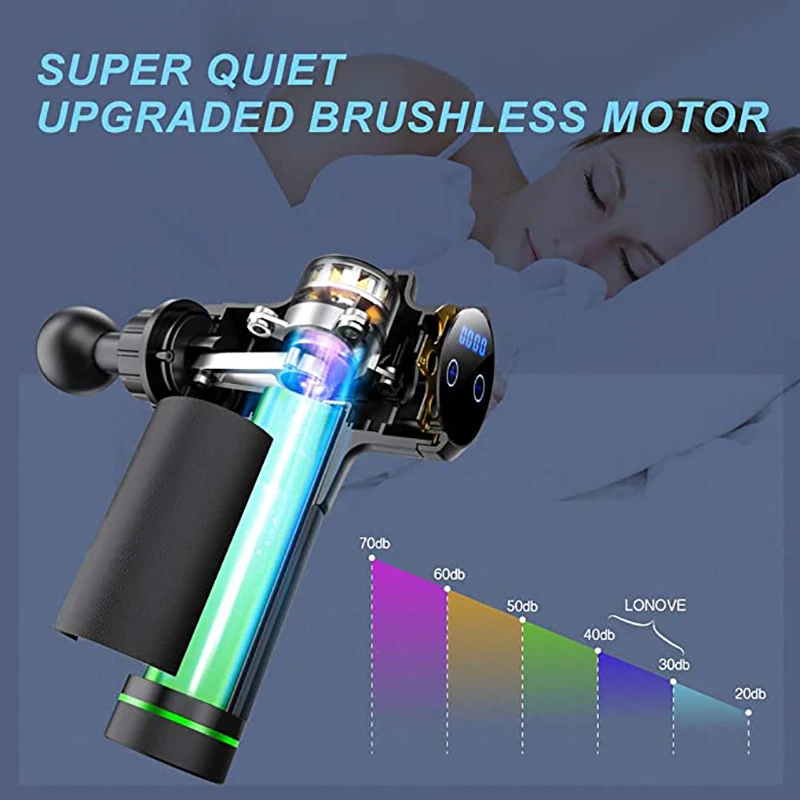 Electronic Massage Gun Muscle Stimulator 20 Speeds Setting Touch Screen