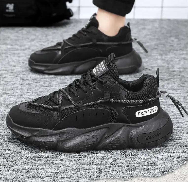 Men's shoes summer new 2024 breathable mesh sports trend increase leisure running shoes