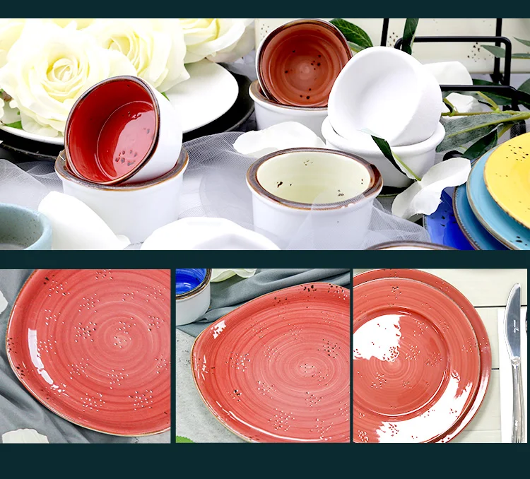 Different Inch High Quality Hotel Catering Hat Shape Ceramic Round Pasta Soup Plate Wholesale Restaurant Dinner Plate