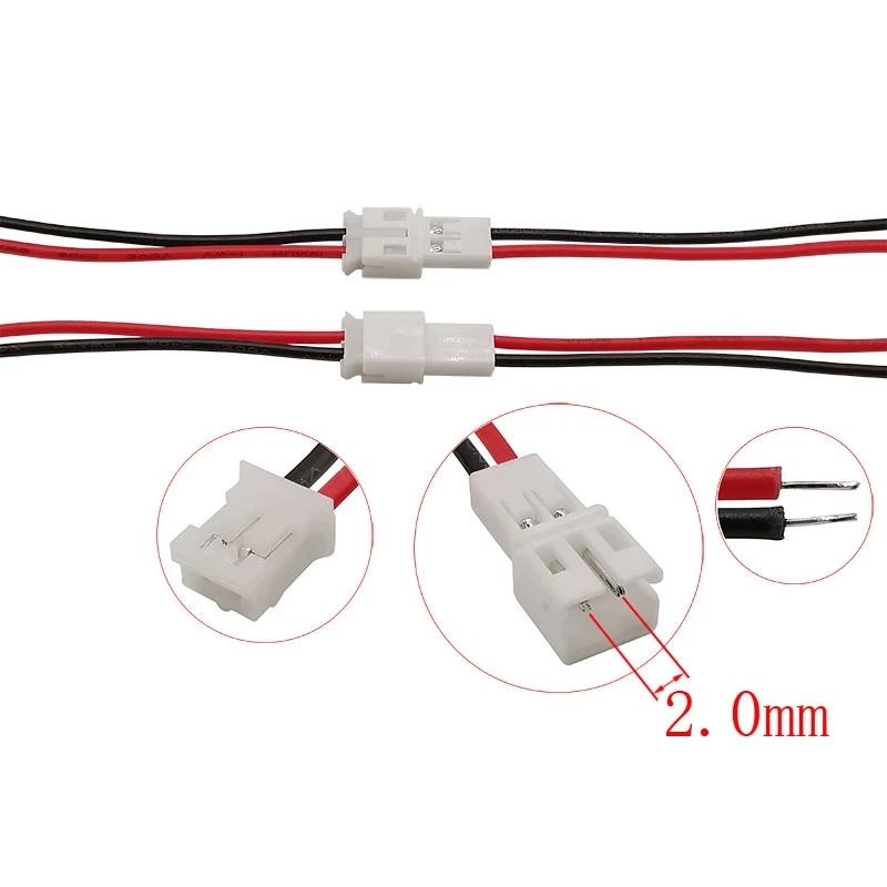 20CM JST PH 2.0 2 Pin Male Female Connector - Micro JST 2P Plug Jack ...