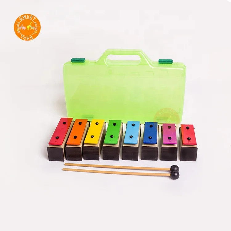 ammoon 8 Note Glockenspiel Resonator Bells Set Percussion Musical Deluxe Colorful Educational Teaching Instrument Toy with 2 Mallets for Baby Kids Children 