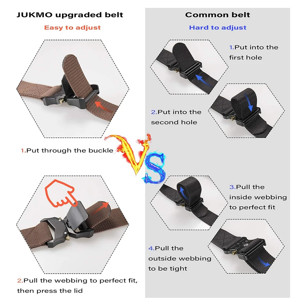 Sports Training Tactical Hiking Rigger Nylon Web Work Belt with Heavy Duty Quick Release Buckle Tactical Belt