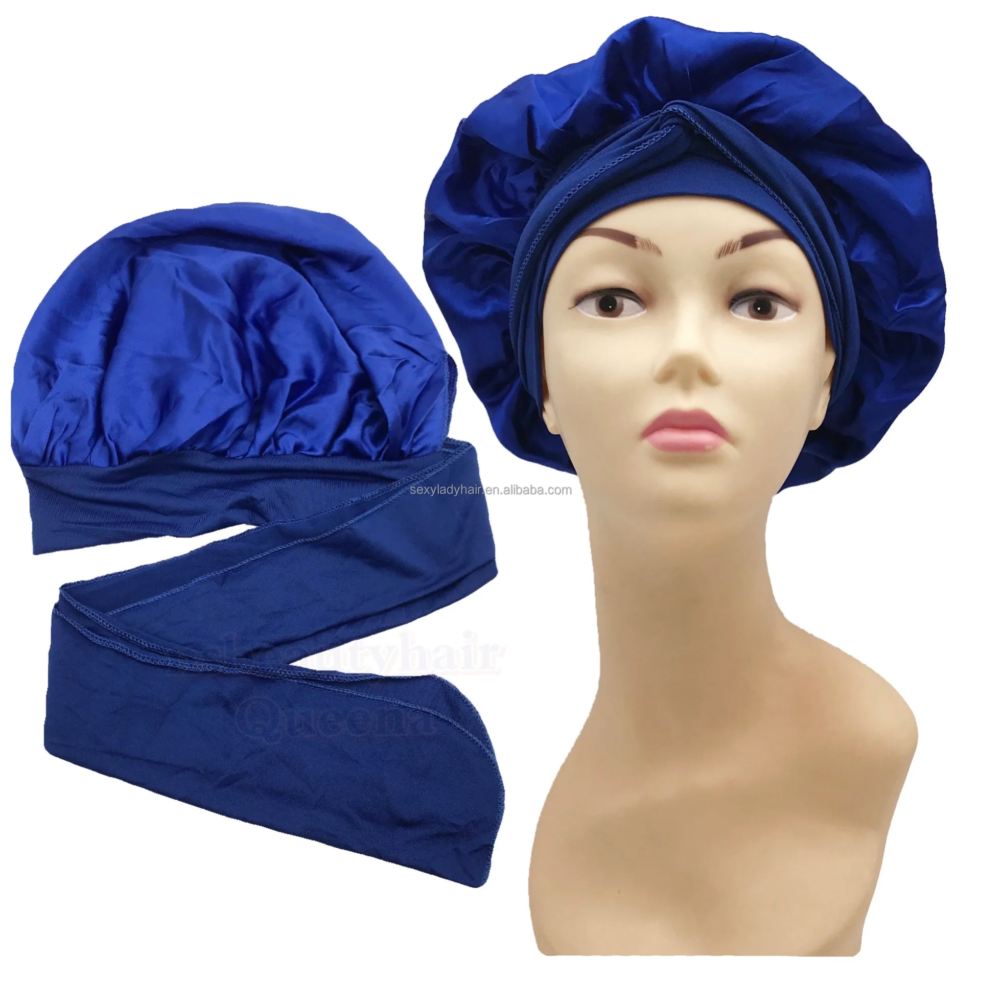 Fashion Hair Silk Sleeping Cap Women Elastic Tie Band Custom Logo And Satin Hair