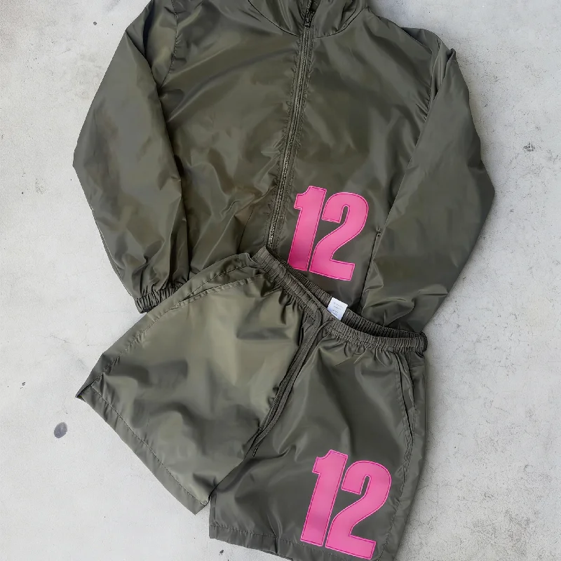 Custom Lightweight Windproof Waterproof Windbreaker Tracksuit Set with Nylon Shorts for Casual Jogging Men gallery 4