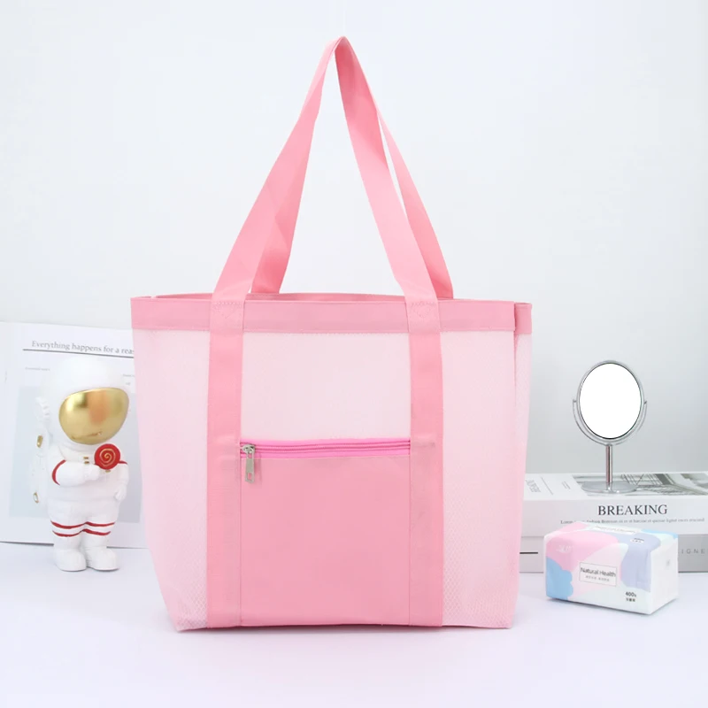 ShenZhen fabrikk OEM aksepterer nett nylon nettveske leker ferie nødvendigheter gjenbrukbar lagringspose mesh strandtote