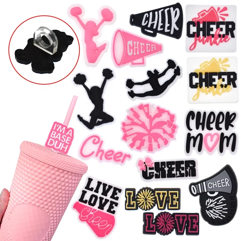 Cheer Cheerleading Pvc Straw Toppers Charms Decoration Cheerleading