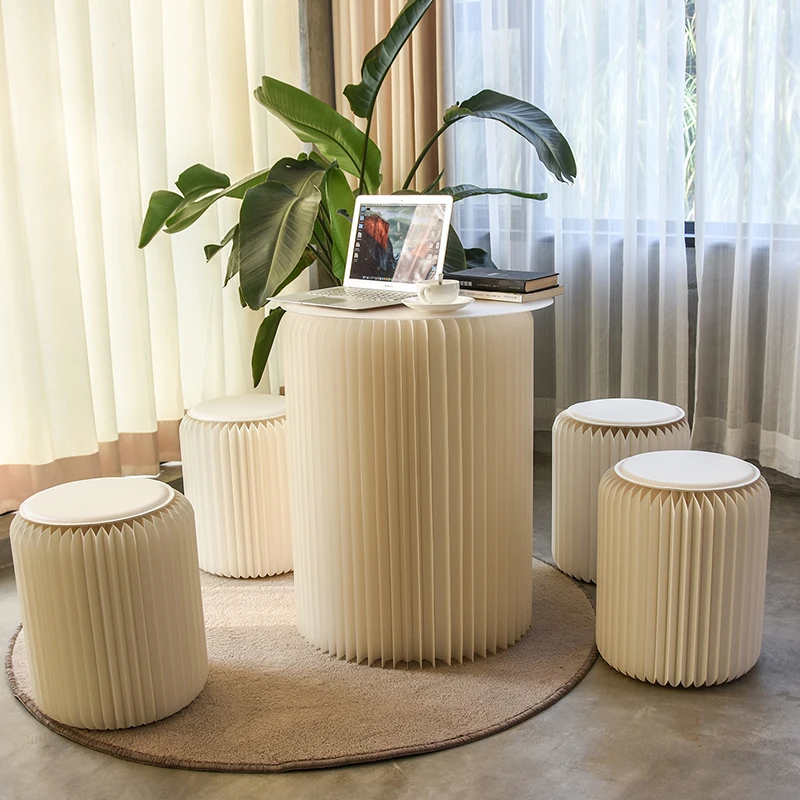 Ihpaper 75cm Accordion Kraft Paper Folding Round Table