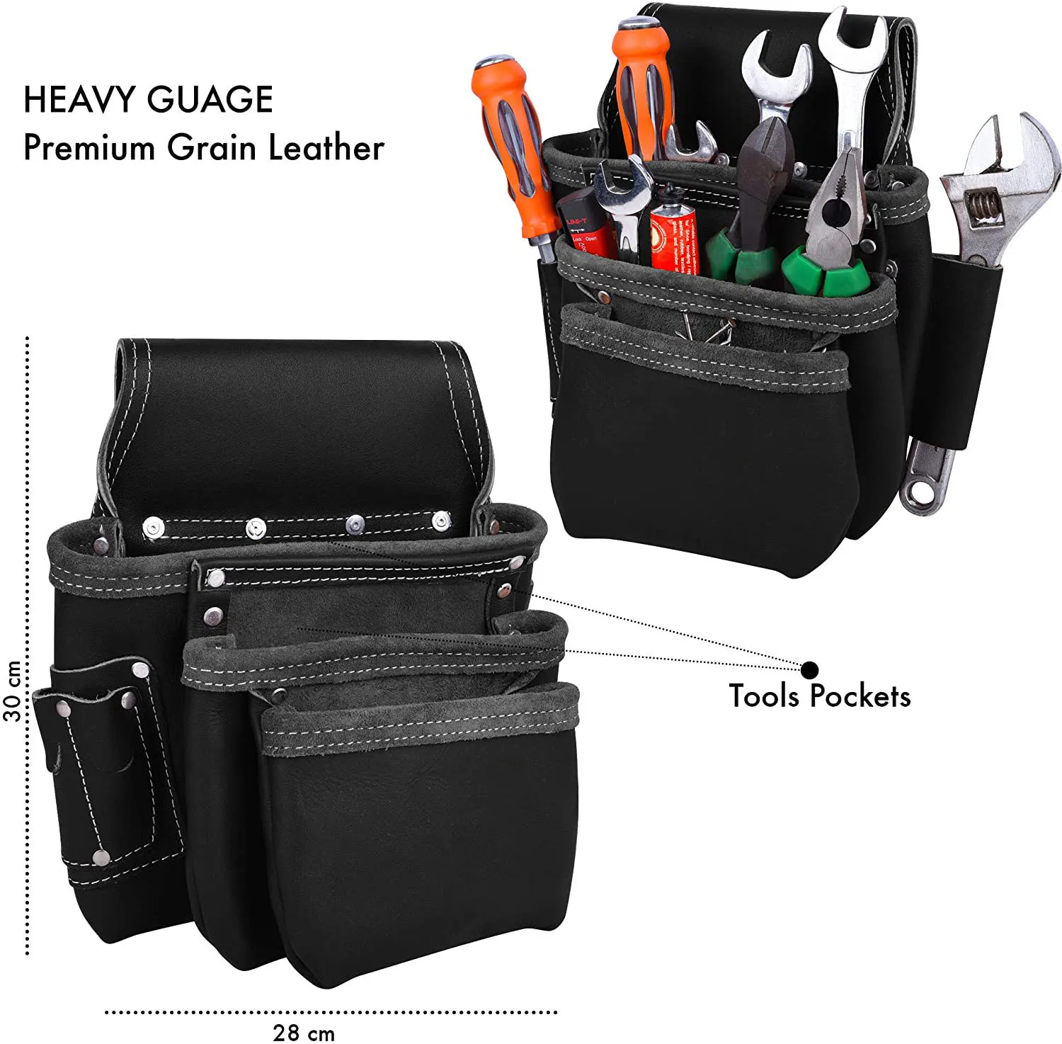 Heavy Duty Tool Kit Organizer High Grade Leather Carpenter Tool Belt 17
