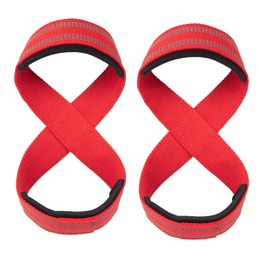 LADYGLOW Custom Logo Figure 8 Weight Lifting Straps Gym Workout Gym Training Powerifting Wrist Straps Figure 8