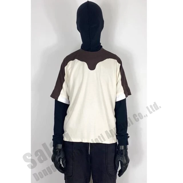 Custom Patchwork Tshirts Heavy Tee Cotton Drop Shoulder T-shirts French Terry Oversized Mock Neck Plain Raglan T Shirts for Men gallery 8