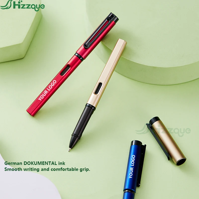 Kugelschreiber-Set mit individuellem Logoaufdruck, 0,5 mm Strichstärke, in Blau, Rot und Gelb, aus Kunststoff, Gelstifte für Werbezwecke_voghion.com