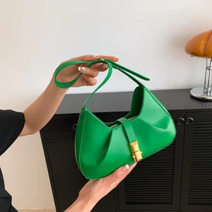 Chic Simple Small Shoulder Bags for Women Solid Color Pu Leather Handbag Clutch Lady Crossbody Purse Messenger Bag