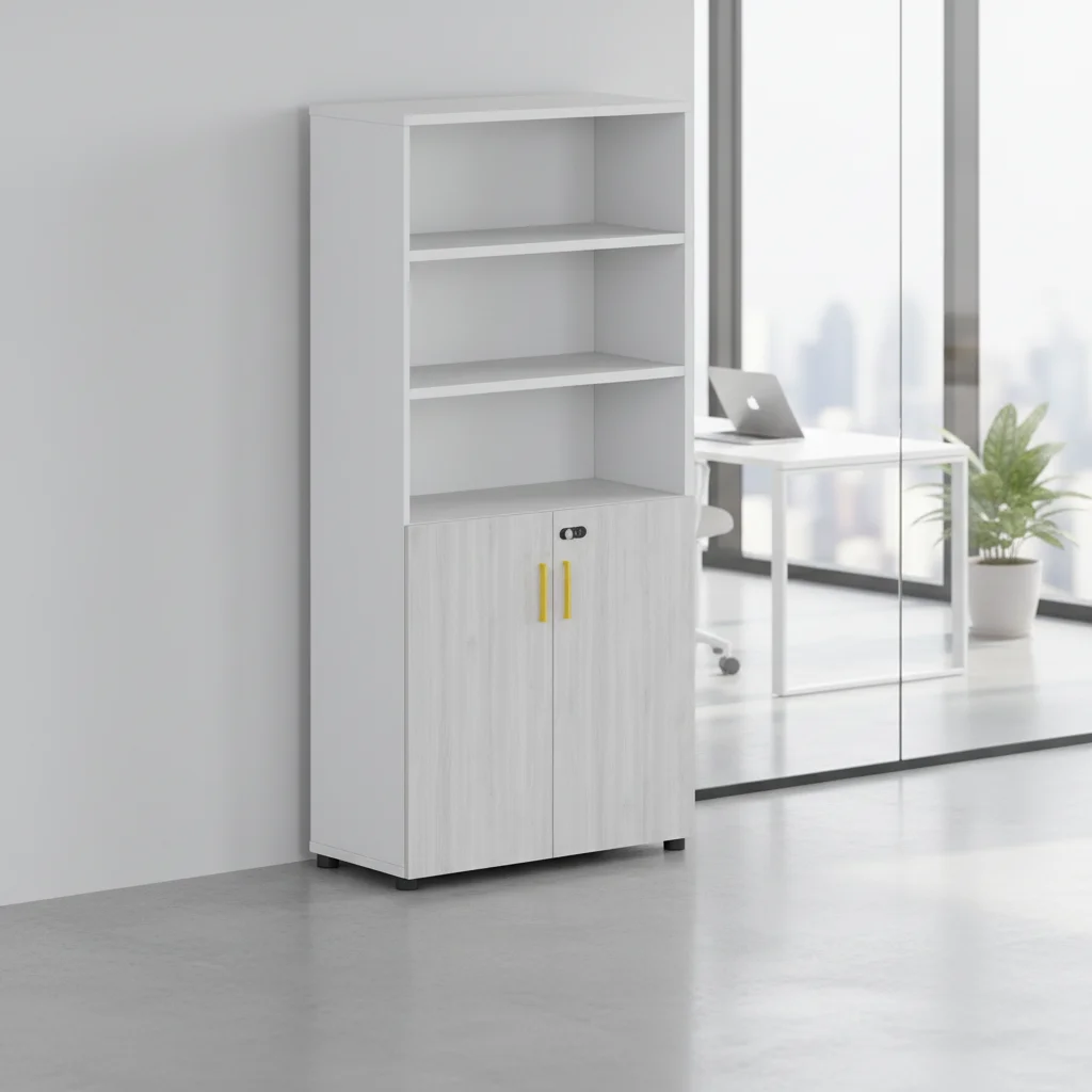 Tall Solid Wood Home Office Filing Cabinet with Three Adjustable Shelves Space-Saving Large Capacity Storage Solution 6