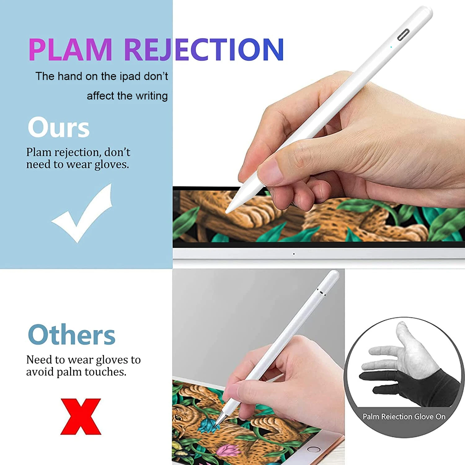 Palm Rejection Active Tablet Disc Metal Capacitive Universal Black Pencil  Stylus Pen for iPad Touch Screens