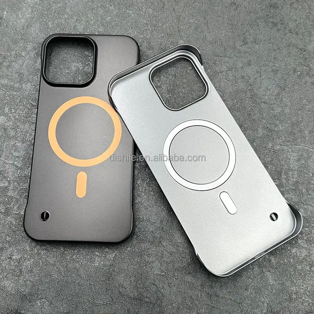 New Ultra-Thin Oil Spray Matte Frameless Ring Magnetic Charging Case for iPhone 16 Pro Max 15 14 13 12 11Phone Case